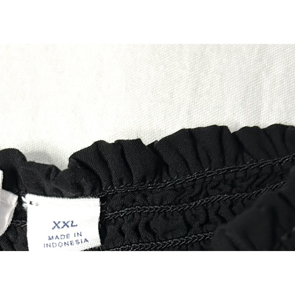 Gap Babydoll Puff Sleeve Smocked Mini Dress 2XL Black Square Neck Milk Maid - Picture 11 of 14